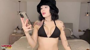 Chyna – Tattoo Pale Sexy And Tiny Slut Shows Off Her Brand New Boobs And Takes HUGE White Cock Latina Casting