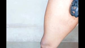 Cute latina caged sissy cuckold fucked