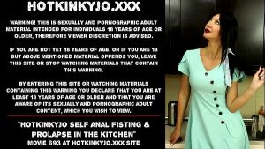 Hotkinkyjo self anal fisting &amp; prolapse in the kitchen