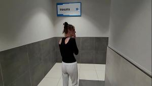 PUBLIC TOILETS FUCK CREAMPIE sneaking into a public toilet