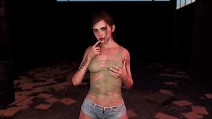 Shy slim Ellie dances solo in dirty clothe inside abandoned hangar