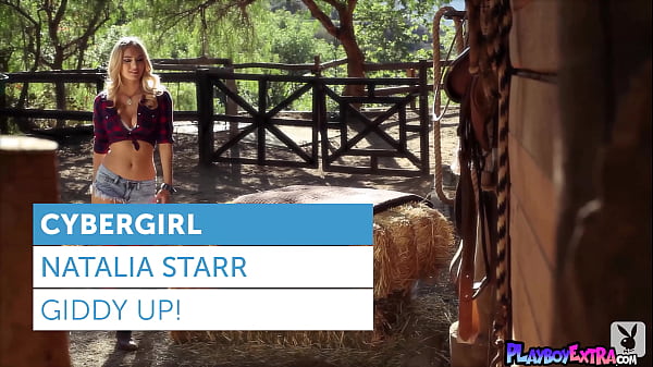 Smiling blonde Polish teen Natalia Starr stripping and posing in the barn