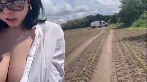 Smoking Cigarette and Bouncing Boobs in Male Shirt to get private place for masturbate and fast Orgasm