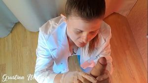 Toxic Russian doctor tried to dominate during the medical examination, but fucked her in a mouth ASMR