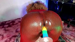 Wearing Red while stuffing a dido up mt tingt Asshole – Anal collection – African Bunz