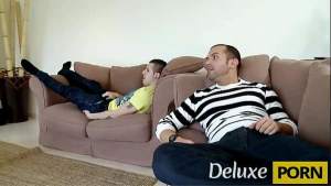 Brunette babe Ayanna & Lilou double penetrated in group sex