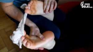 Girl workout feet and socks smelling (foot smelling, foot worship, small feet, naughty feet, soles)