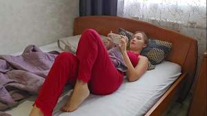 Home masturbation in the morning. Watching porn