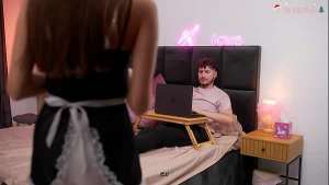 Surprised Housekeeper Learns How To Use Revolve X Vibrating Masturbator