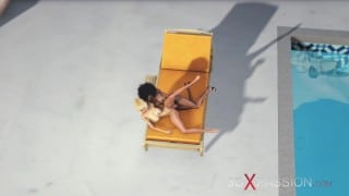 A horny girl dreams to have sex with a black 3d shemale in expensive villa
