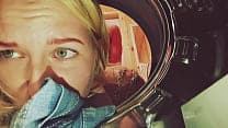 Getting stuck in the washing machine turns into hard fucking and creampie for the beauty