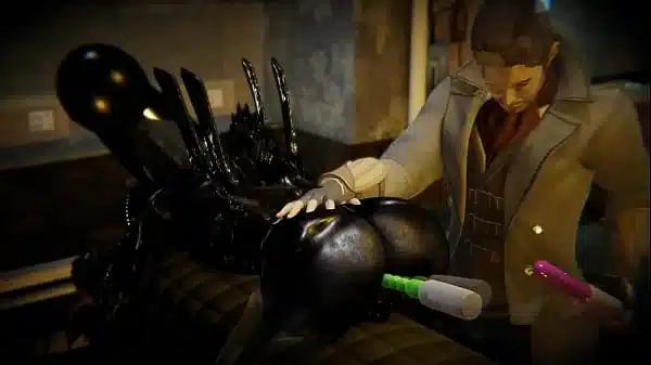 Alien fucked with a dildo and a vibrator – Animated porn