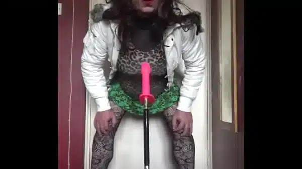 bisexual crossdresser wants to be filmed while getting his anal pussy fucked by a real cock instead of this dildo machine fucking him part 39