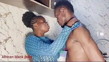 Ebony chocolate hot kitchen and bathroom raw sex fuck with monster cock