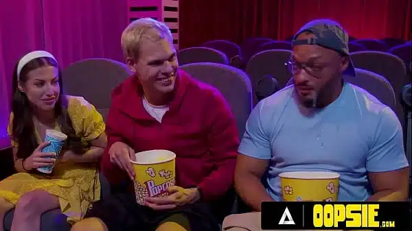 OOPSIE – Petite Spencer Bradley Has PUBLIC BISEXUAL THREESOME With Interracial Guys At The Theatre!