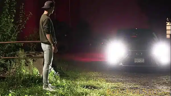 Skinny gay twink jerked and fucked hard on his tight hole