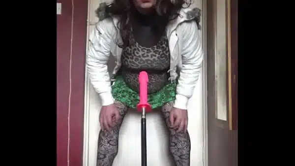 bisexual crossdresser wants to be filmed while getting his anal pussy fucked by a real cock instead of this dildo machine fucking him part 3