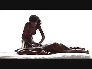 Ebony couple masturbates in sensual xxx massage clip