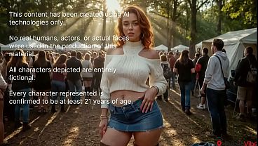 Sex on a campsite, I fucked my new a red-haired girlfriend in front of everyone and she likes that![AI]